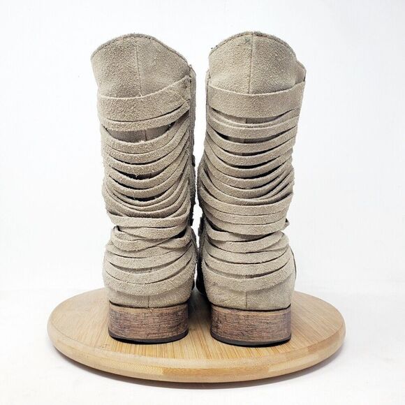 Matisse Ankle Boots Womens 7 Stryke Suede Slashed Western Moto Slouch Taupe - Picture 9 of 16